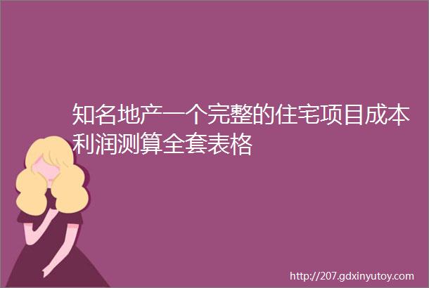 知名地产一个完整的住宅项目成本利润测算全套表格