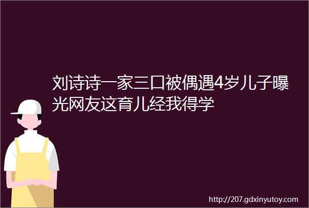 刘诗诗一家三口被偶遇4岁儿子曝光网友这育儿经我得学