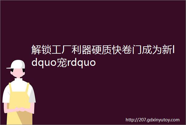 解锁工厂利器硬质快卷门成为新ldquo宠rdquo